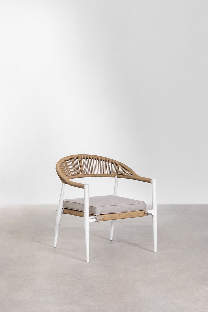 Marianela Outdoor Sofa Set 2 Seater, 2 Single seater and 1 Center Table Set (White) Braided & Rope