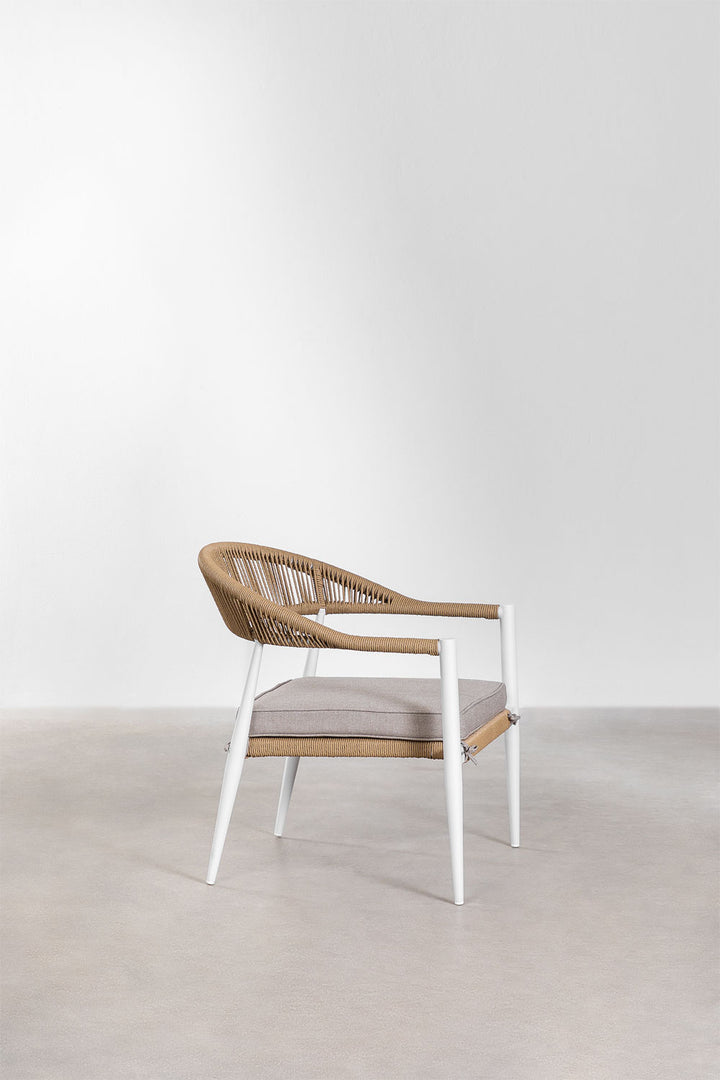 Marianela Outdoor Sofa Set 2 Seater, 2 Single seater and 1 Center Table Set (White) Braided & Rope