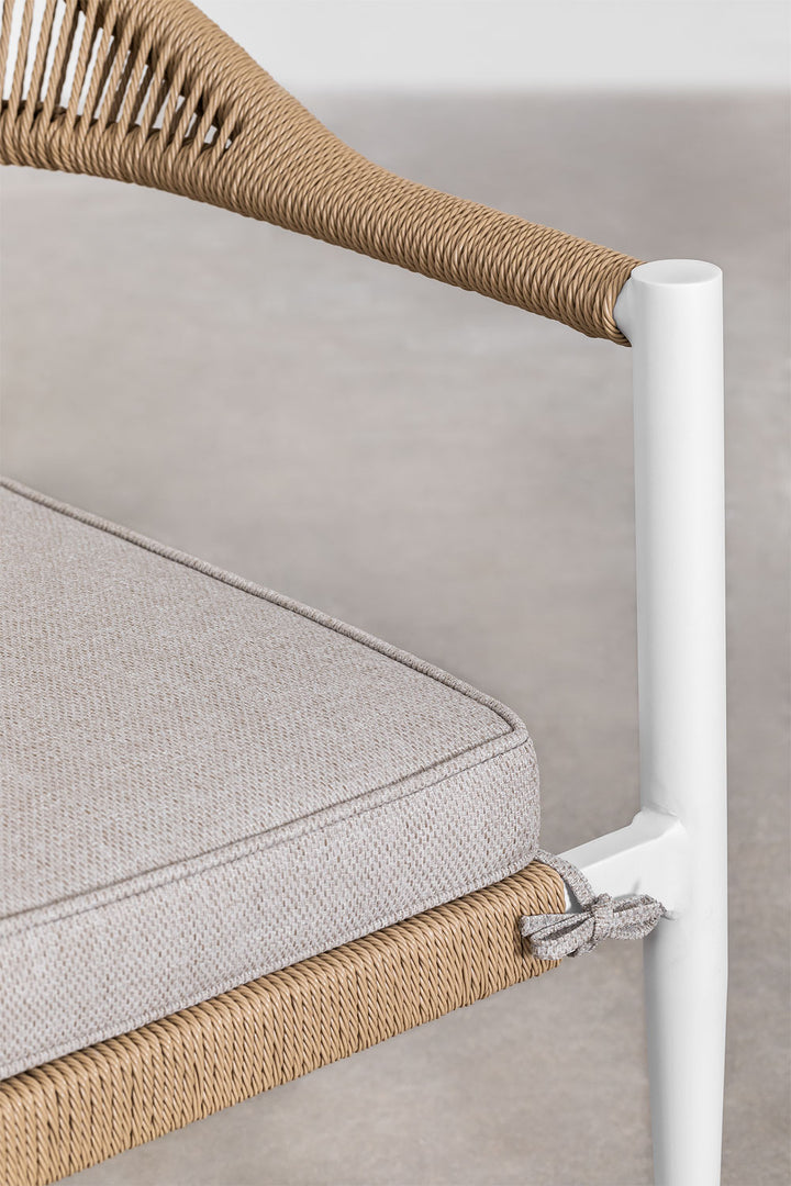 Marianela Outdoor Sofa Set 2 Seater, 2 Single seater and 1 Center Table Set (White) Braided & Rope