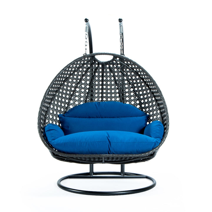 Paccio Double Seater Hanging Swing With Stand For Balcony , Garden Swing (Dark Grey)