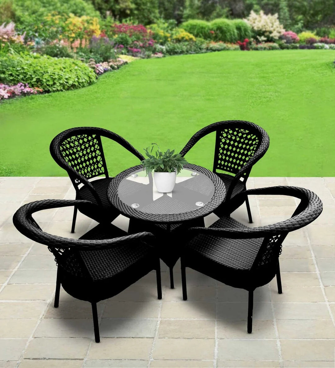 Lion Outdoor Patio Seating Set 4 Chairs and 1 Table Set