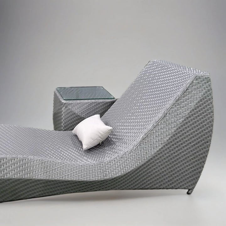 Popkin Outdoor Swimming Poolside Lounger With 1 Side Table (Silver)