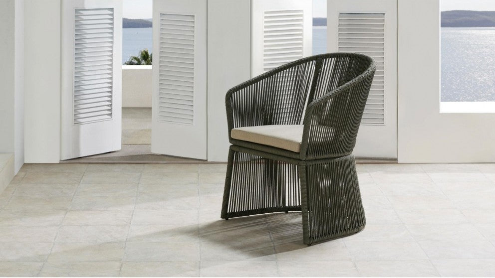 Raul Outdoor Patio Seating Single chair (Grey) Braided & Rope