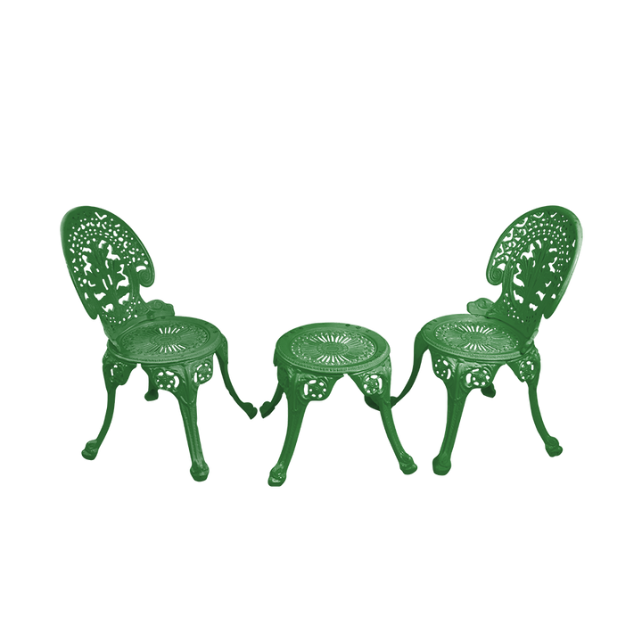 Zinc Cast Aluminium Garden Patio Seating 2 Chair and 1 Table Set