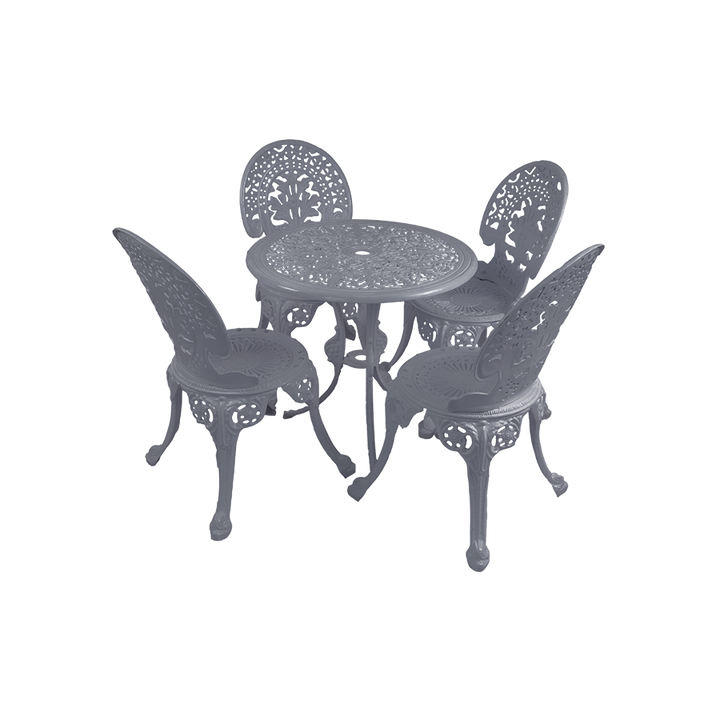 Sitopia Cast Aluminium Garden Patio Seating 4 Chair and 1 Table Set (White)
