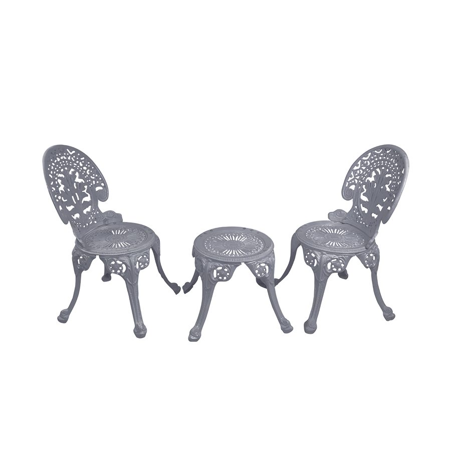 Zinc Cast Aluminium Garden Patio Seating 2 Chair and 1 Table Set