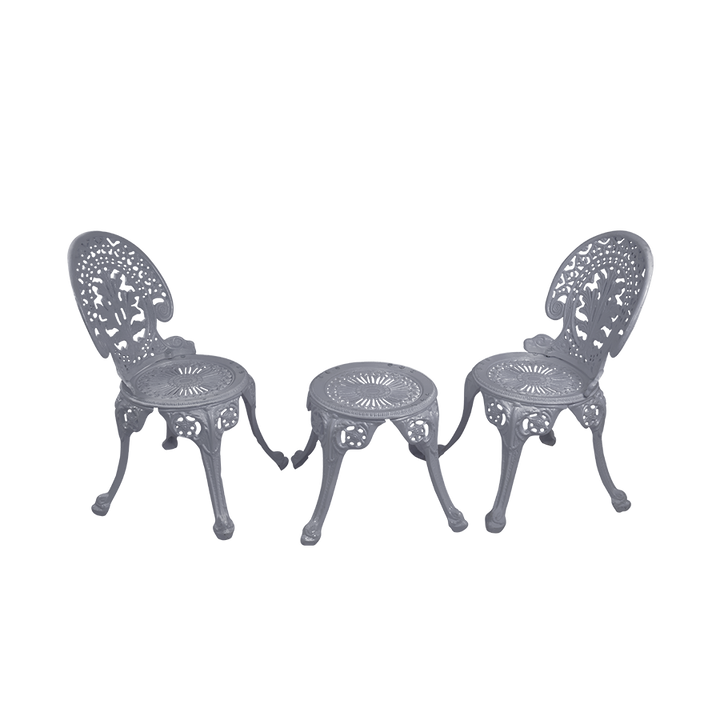 Zinc Cast Aluminium Garden Patio Seating 2 Chair and 1 Table Set