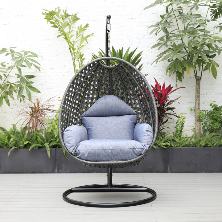 Blox Single Seater Hanging Swing With Stand For Balcony , Garden (Dark Grey)