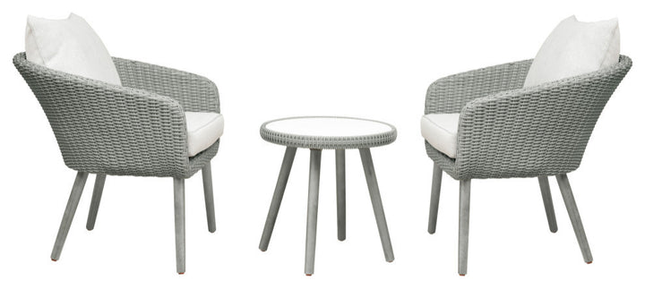 Orek Outdoor Patio Seating Set 2 Chairs and 1 Table Set (Grey + White)