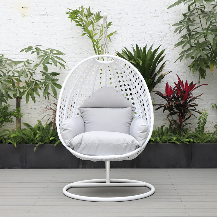 Pico Single Seater Hanging Swing With Stand For Balcony , Garden (White)