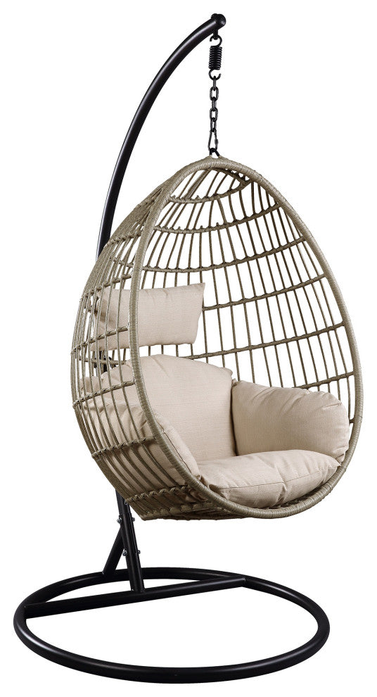 Gonzalo Single Seater Hanging Swing With Stand For Balcony, Garden Swing (Black+Grey)