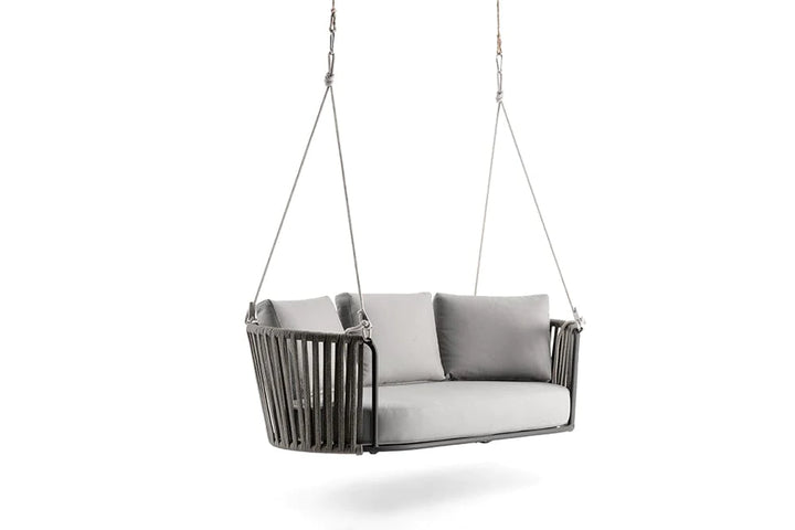 Gato Double Seater Hanging Swing Without Stand For Balcony , Garden Swing (Grey) Braided & Rope