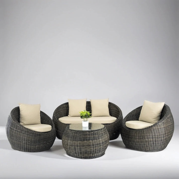 Fonsie Outdoor Sofa Set 2 Seater, 2 Single seater and 1 Center Table (Cappuccino)