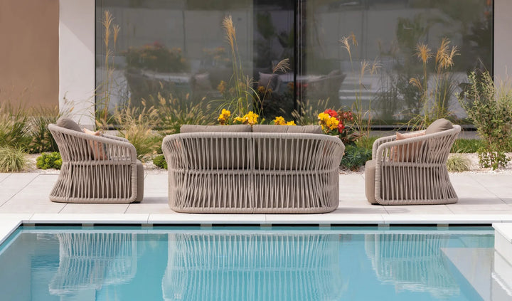 Thoma Outdoor Garden Balcony Sofa Set 2 Seater , 2 Single Seater 1 Center Table Set, Braid & Rope