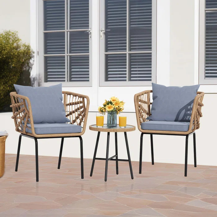 Aldric Outdoor Patio Seating Set 2 Chairs and 1 Table Set (Honey)