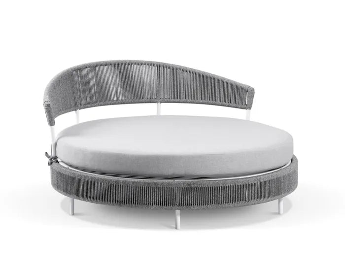 Capuano Outdoor Poolside Sunbed With Cushion Daybed (Grey) Braided & Rope