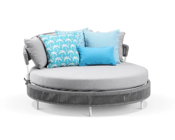 Capuano Outdoor Poolside Sunbed With Cushion Daybed (Grey) Braided & Rope