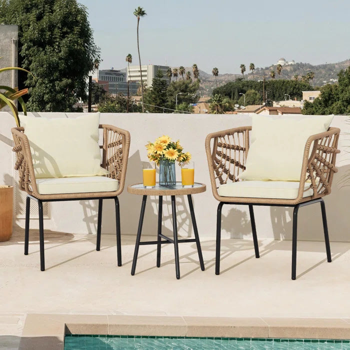 Aldric Outdoor Patio Seating Set 2 Chairs and 1 Table Set (Honey)