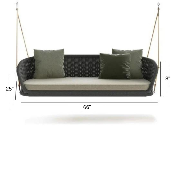 Juul Three Seater Hanging Swing Without Stand For Balcony , Garden Swing (Dark Grey) Braided & Rope