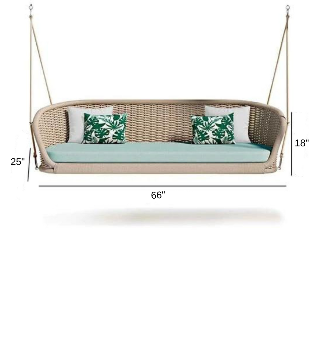 Furnico Three Seater Hanging Swing Without Stand For Balcony Garden Swing (Cream)