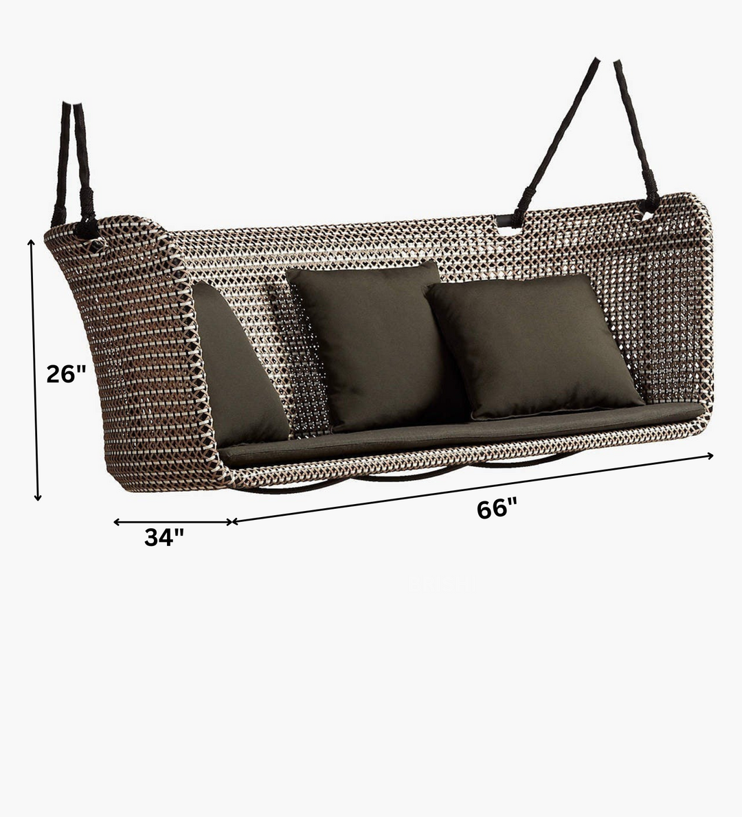 Barbara Three Seater Hanging Swing Without Stand For Balcony , Garden Swing (Brown, Light Brown, White)