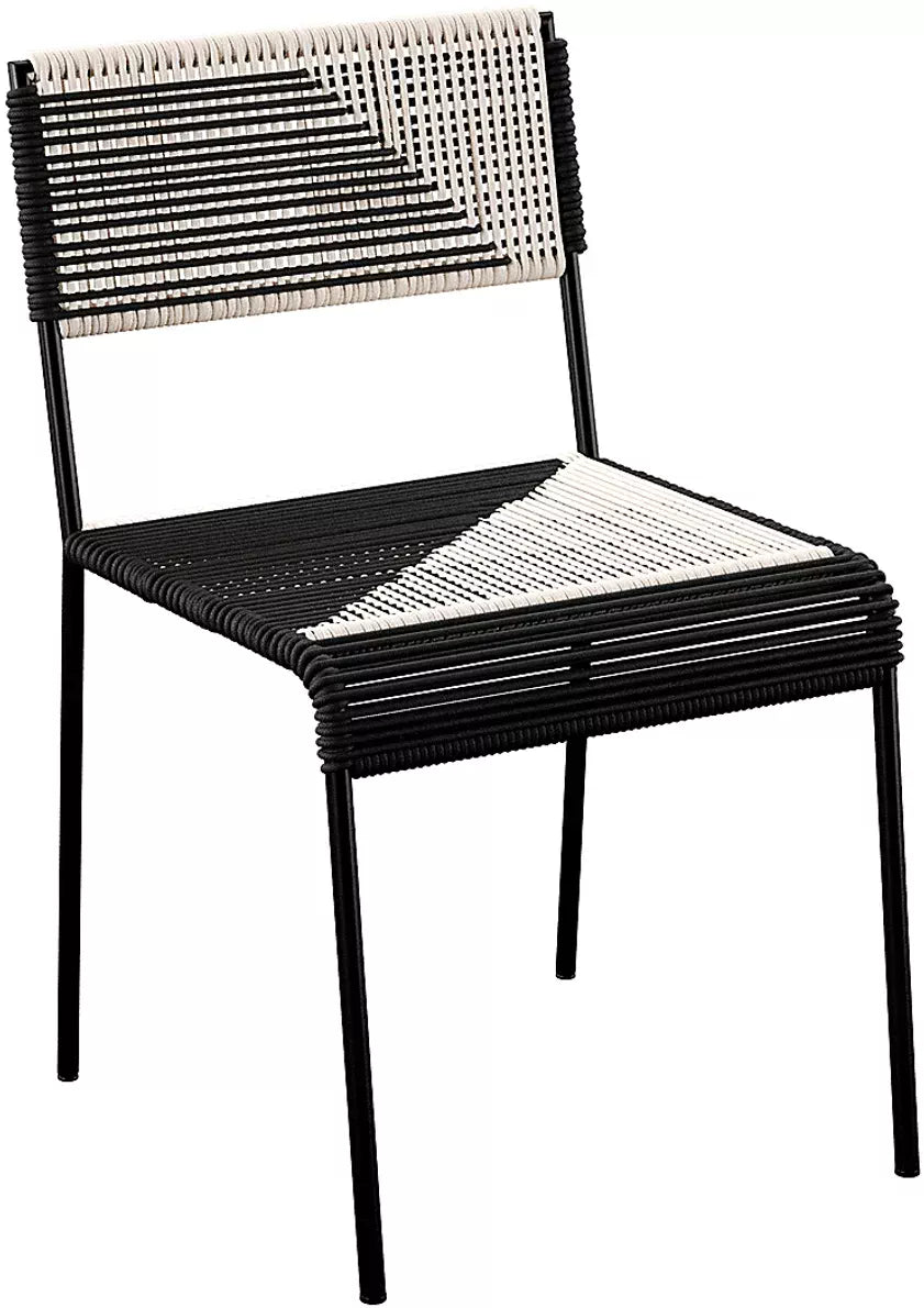 Clara Outdoor Patio Seating Set 2 Chairs and 1 Table Set (Black) Braided & Rope