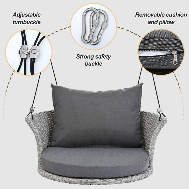 Ledger Single Seater Hanging Swing Without Stand For Balcony , Garden Swing (Grey)