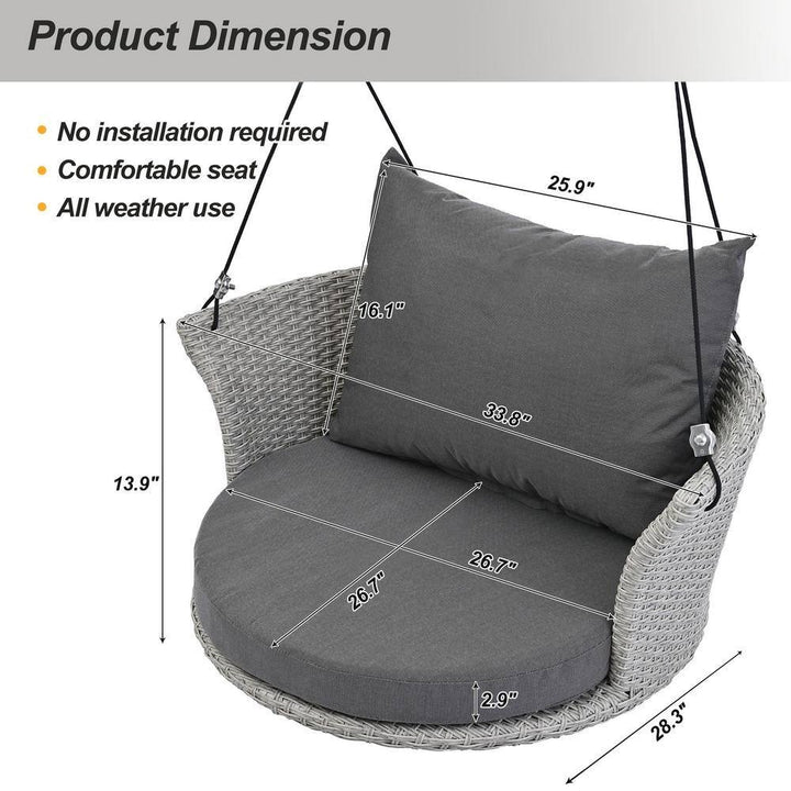 Ledger Single Seater Hanging Swing Without Stand For Balcony , Garden Swing (Grey)