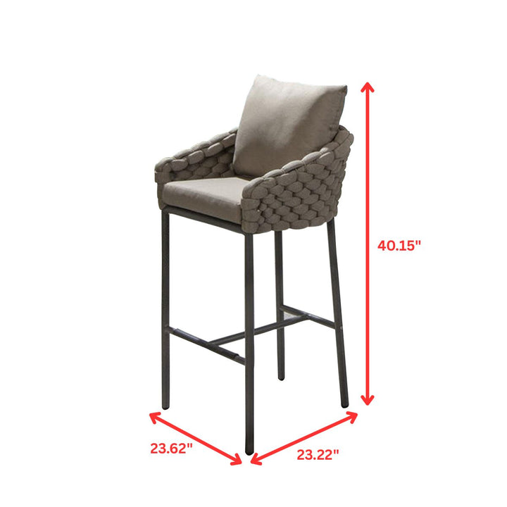 Nero Outdoor Patio Bar Chair 4 Chairs For Balcony Braided & Rope
