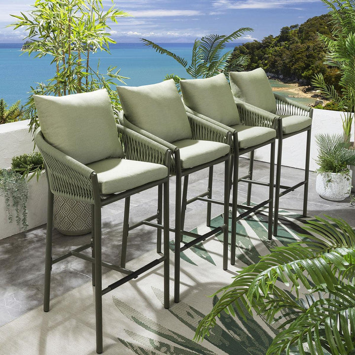 Ivette Outdoor Patio Bar Chair 4 Chairs For Balcony Braided & Rope