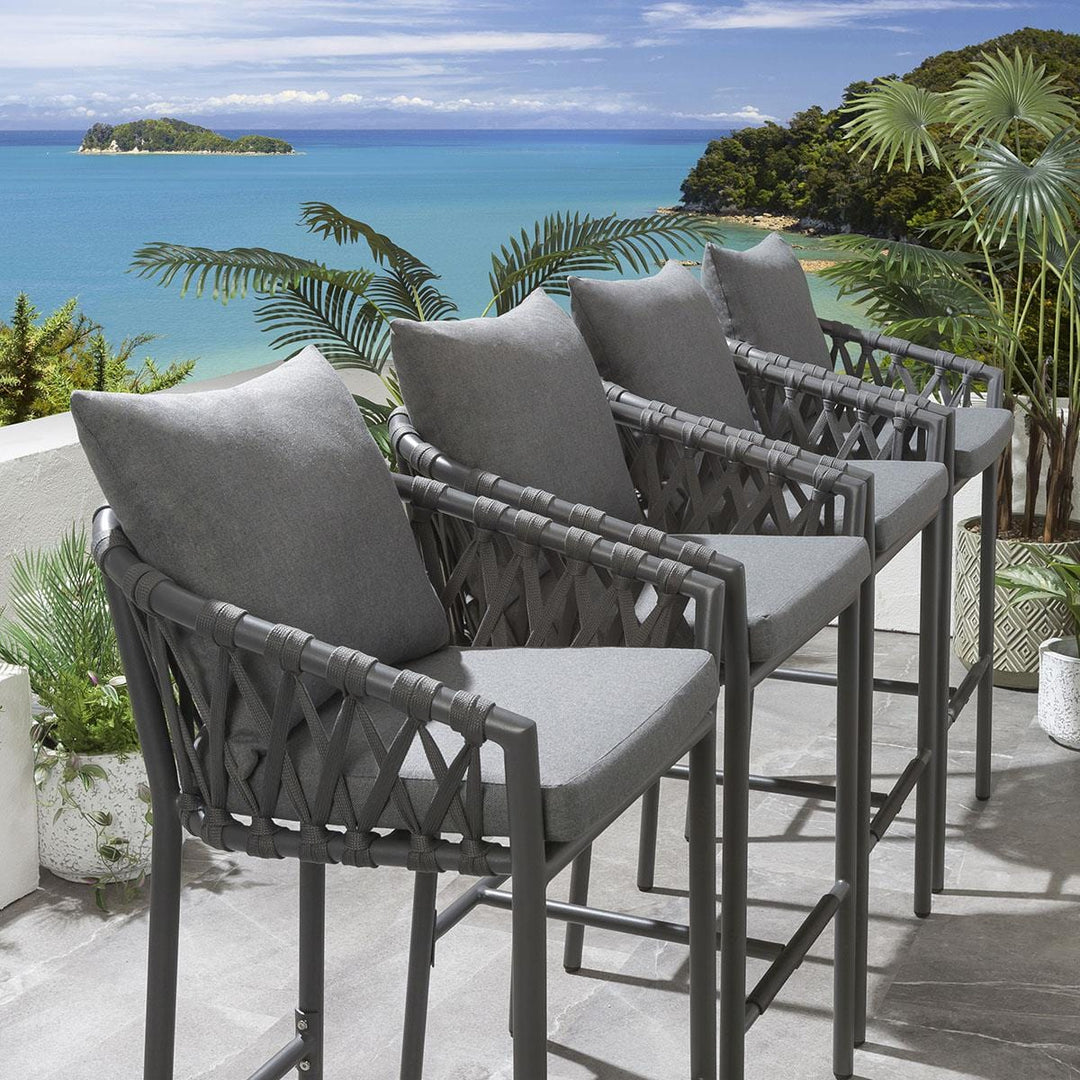 Paca Outdoor Patio Bar Chair 4 Chairs For Balcony Braided & Rope