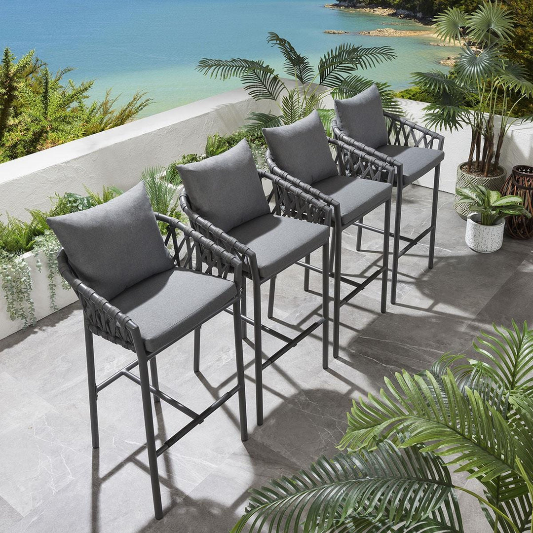 Paca Outdoor Patio Bar Chair 4 Chairs For Balcony Braided & Rope