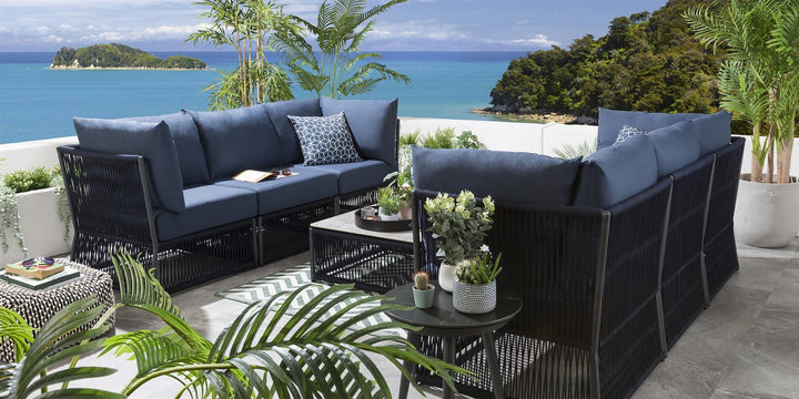 Chiquita Outdoor Sofa Set 6 Seater and 1 Center Table Set Braided & Rope