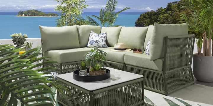 Castillo Outdoor Sofa Set 4 Seater and 1 Center Table Set Braided & Rope
