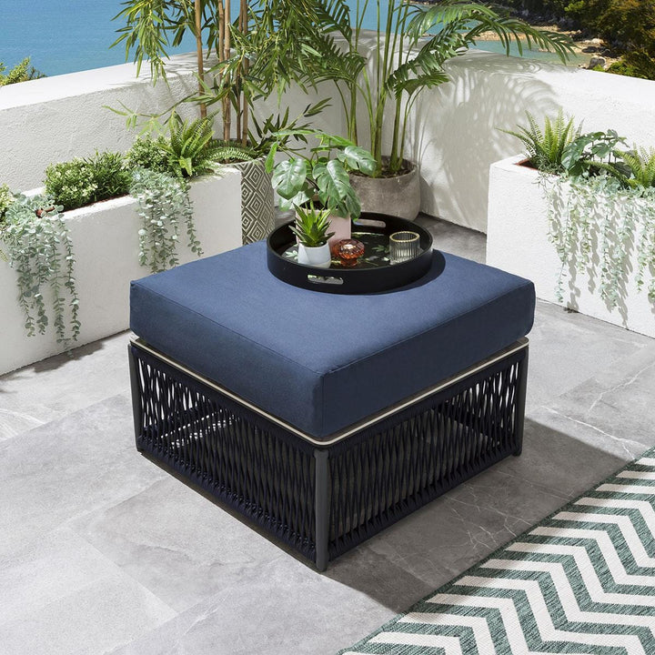Griselda Outdoor Sofa Set 9 Seater, 1 Ottoman and 1 Center Table Set Braided & Rope