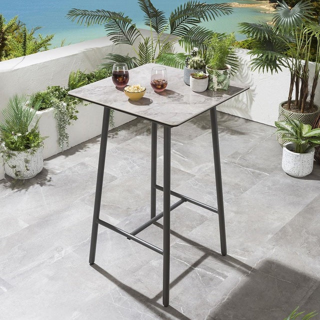 Lario Outdoor Patio Bar Set 2 Chairs and 1 Table Set Braided & Rope (Beige)