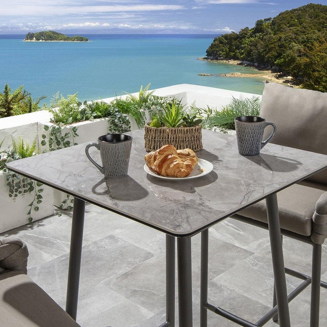 Lario Outdoor Patio Bar Set 2 Chairs and 1 Table Set Braided & Rope (Beige)