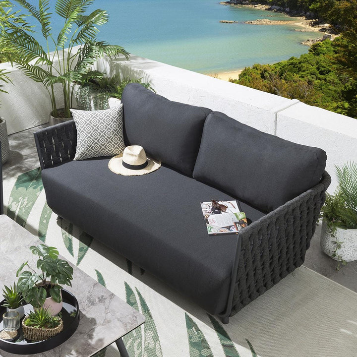 Deifilia Outdoor Sofa Set 2 Seater, 2 Single seater and 1 Center Table (Dark Grey)