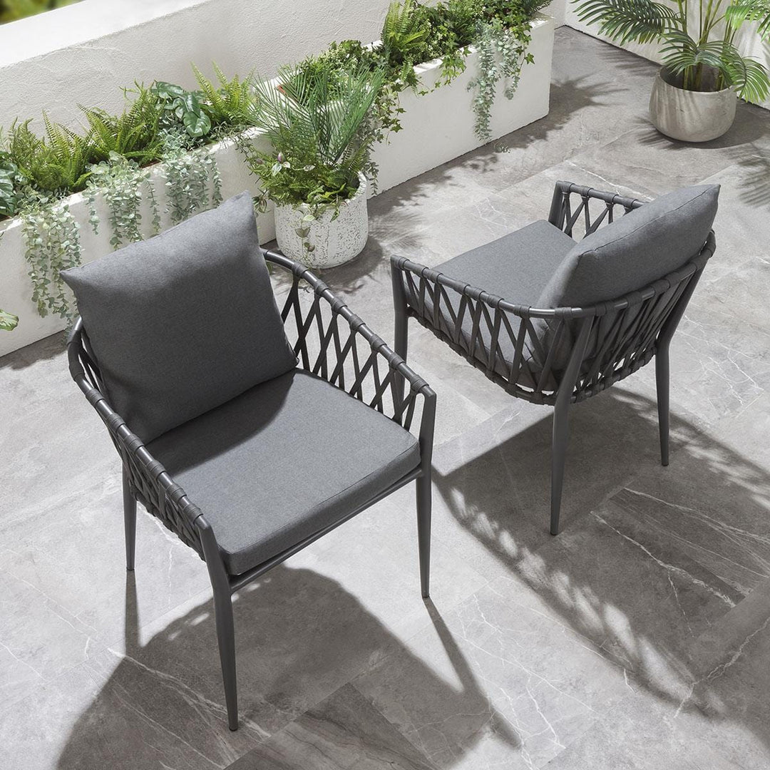 Pepita Outdoor Patio Seating Set 2 Chairs and 1 Table Set Braided & Rope