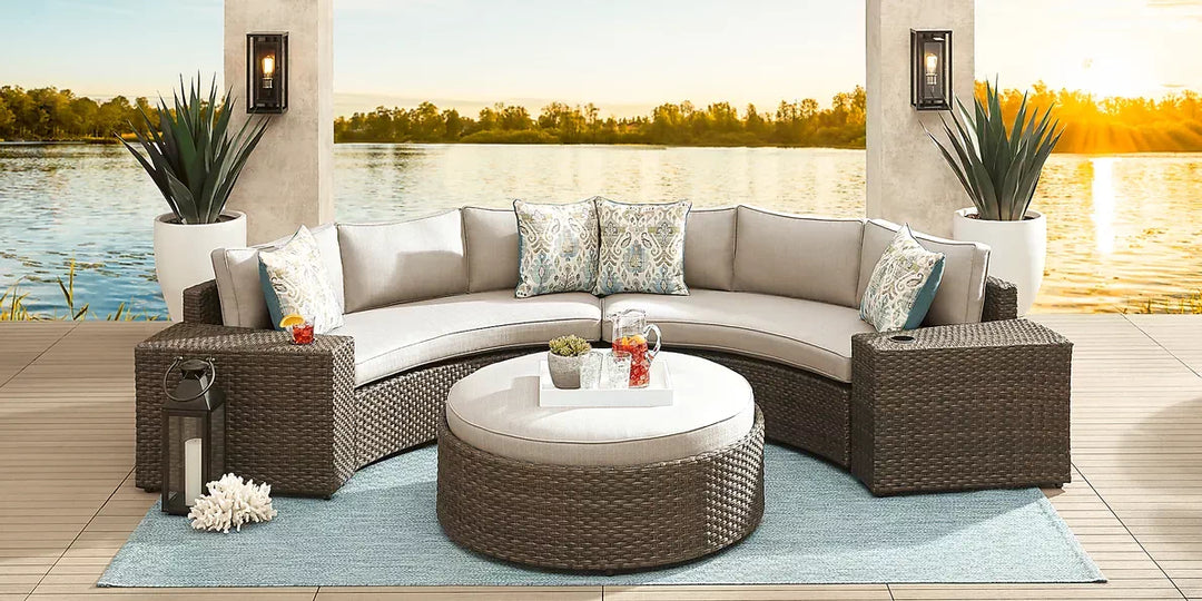 Zea Outdoor Sofa Set Seater and Center Table (Brown)
