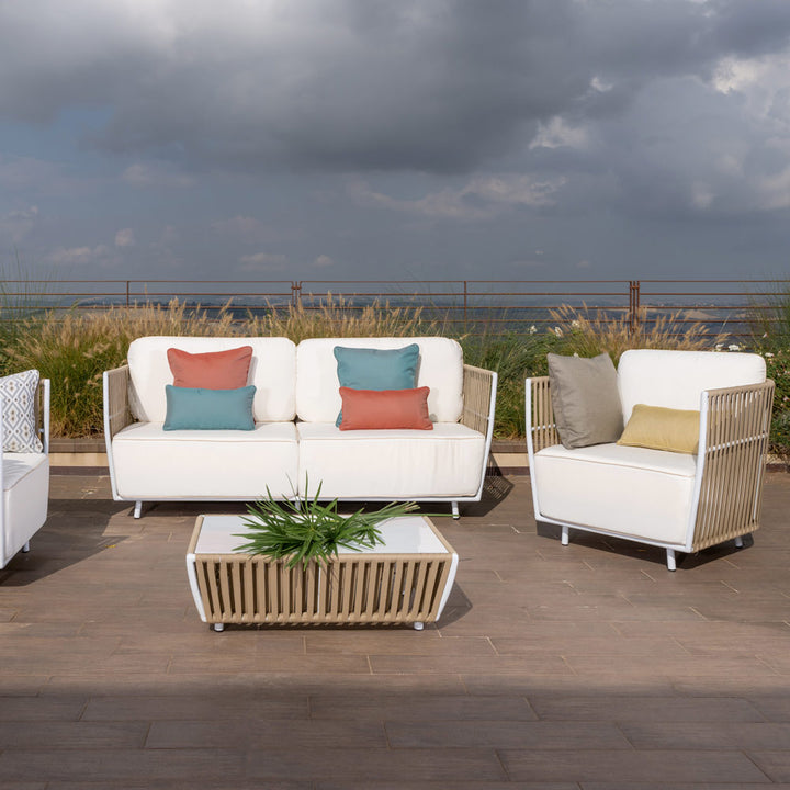 Swoop Outdoor Garden Balcony Sofa Set 2 Seater, 2 Single seater and 1 Table Set (Beige)