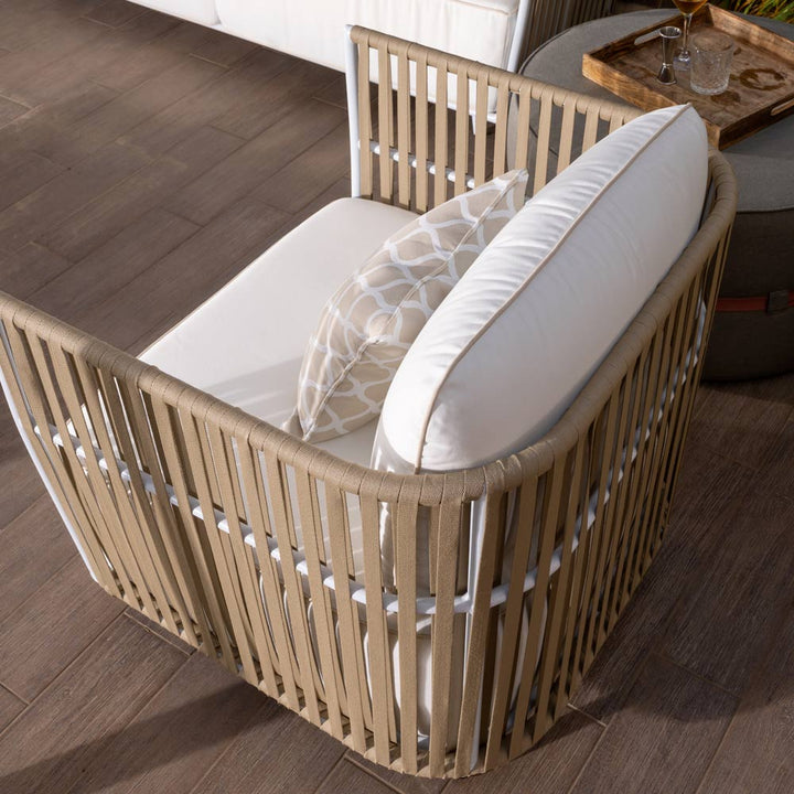 Swoop Outdoor Garden Balcony Sofa Set 2 Seater, 2 Single seater and 1 Table Set (Beige)