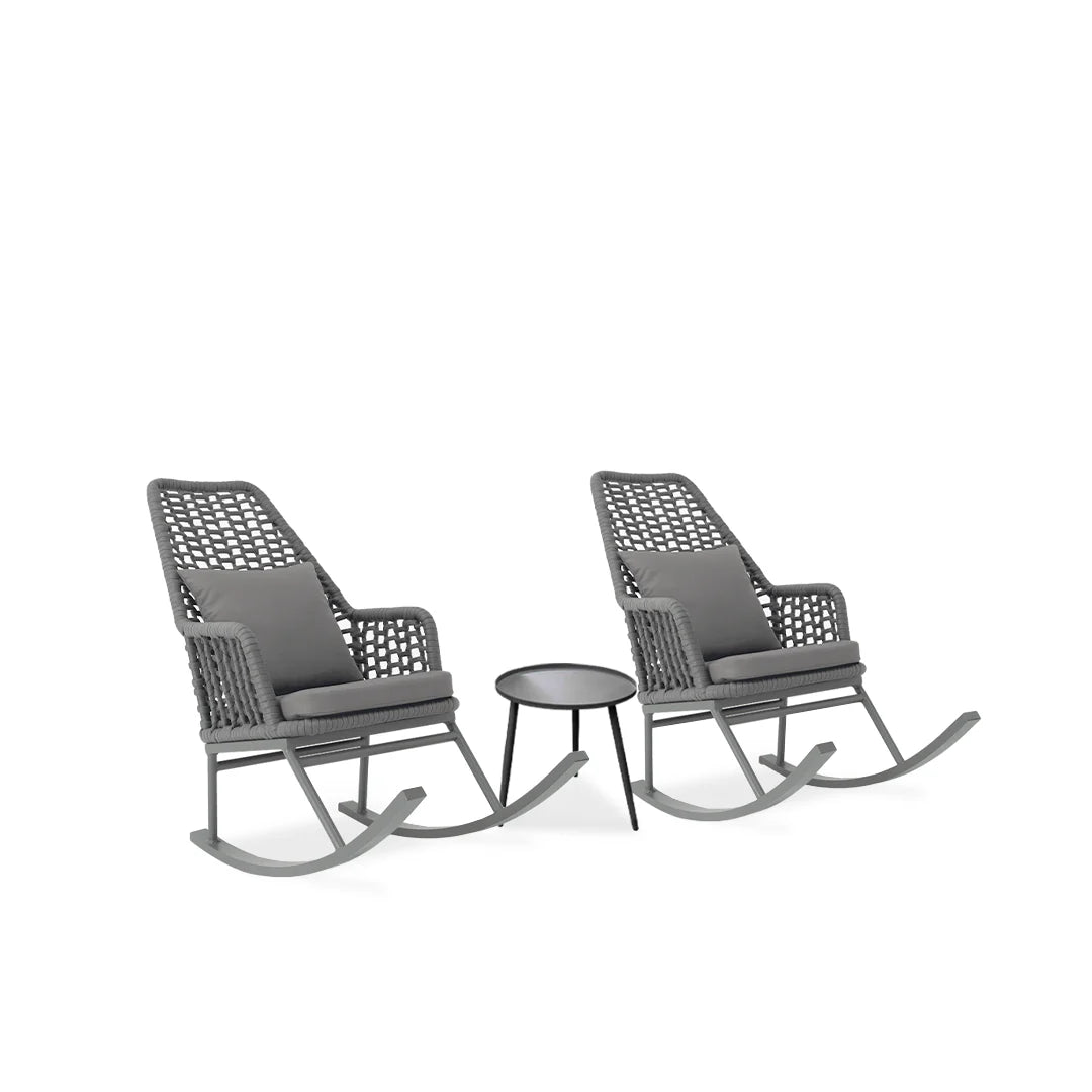 Yepes Outdoor Patio Seating Set 2 Chairs and 1 Table Set (Grey) Braided & Rope