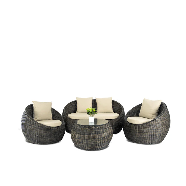 Fonsie Outdoor Sofa Set 2 Seater, 2 Single seater and 1 Center Table (Cappuccino)