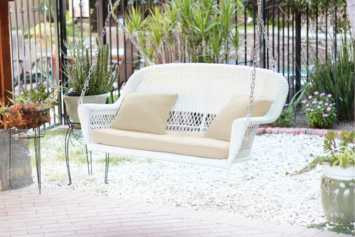 Bryn Double Seater Hanging Swing Without Stand For Balcony , Garden Swing (White)