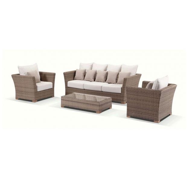 Noelia Outdoor Sofa Set 3 Seater , 2 Single seater and 1 Center Table (Brown + Cream)