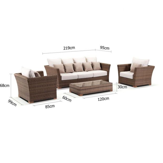 Noelia Outdoor Sofa Set 3 Seater , 2 Single seater and 1 Center Table (Brown + Cream)