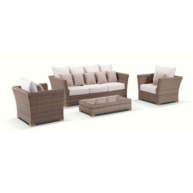 Noelia Outdoor Sofa Set 3 Seater , 2 Single seater and 1 Center Table (Brown + Cream)