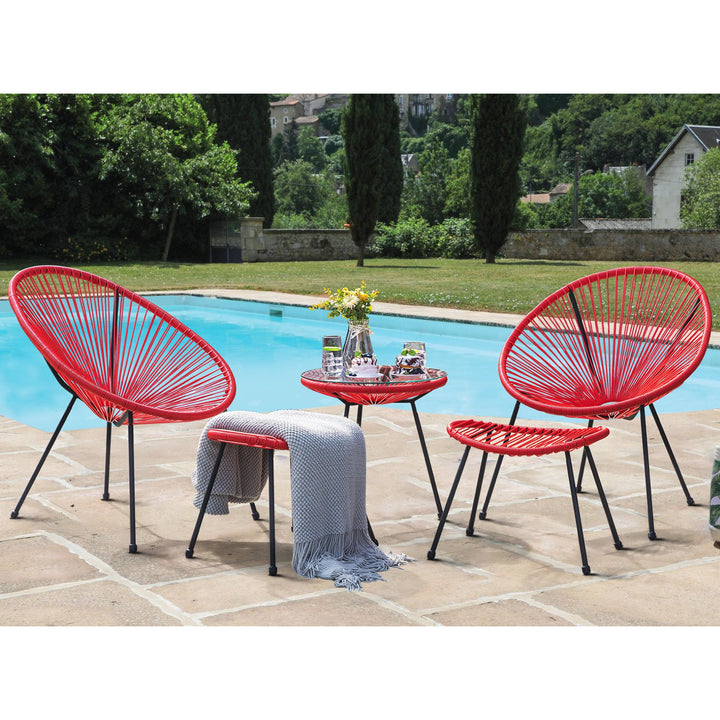 Gurus Outdoor Patio Seating Set 2 Chairs 2 Ottoman and Table Set