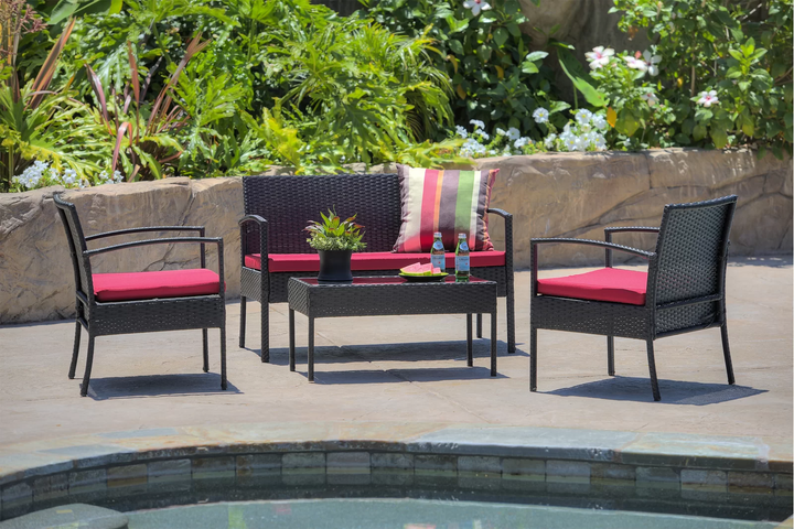 Aver Outdoor Sofa Set 2 Seater , 2 Single seater and 1 Center Table Set (Black)